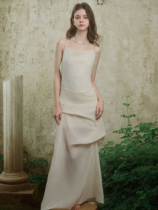 Crow Crew Ruched Wool-Blend Spaghetti Strap Maxi Dress - PREORDER