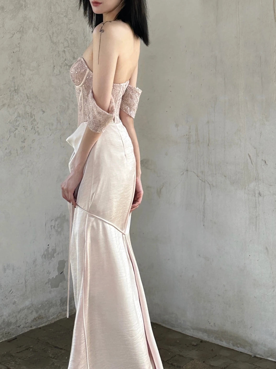 Crow Crew Satin Ruched Corset Maxi Dress - PREORDER