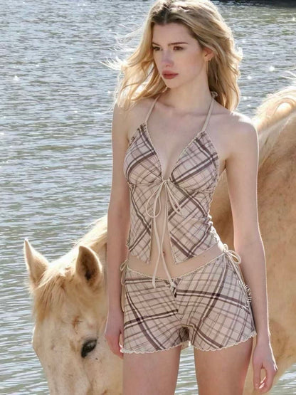 Willow Plaid Three-Piece Tankini Set