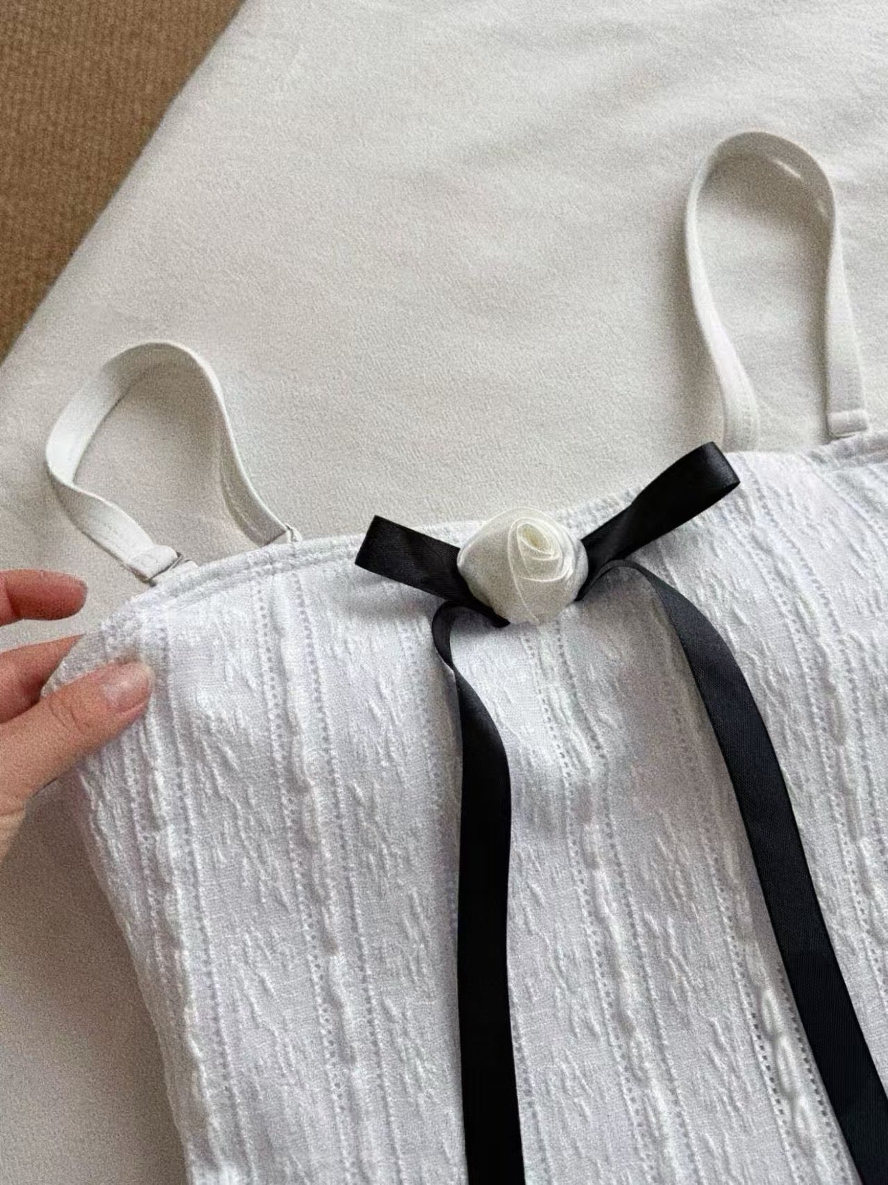 Ivory Rosette One-Piece Swimsuit