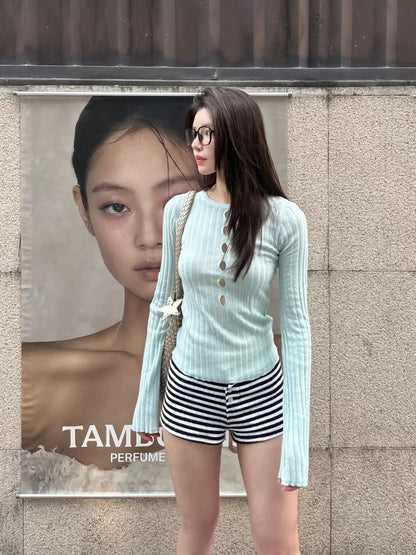 Mint Cut-Out Knit Top