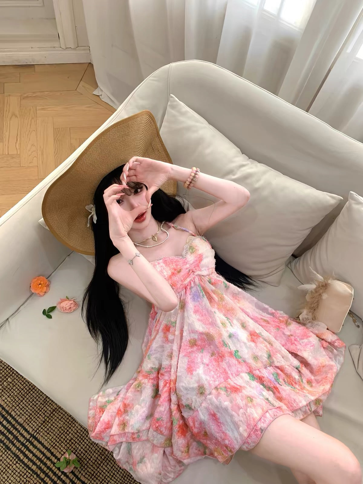 Fleurina Pink Floral Backless Mini Dress