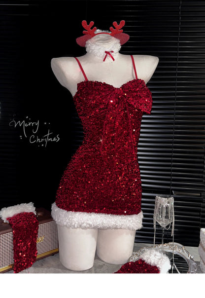 🎄Sequined Red Mini Dress Set🎄