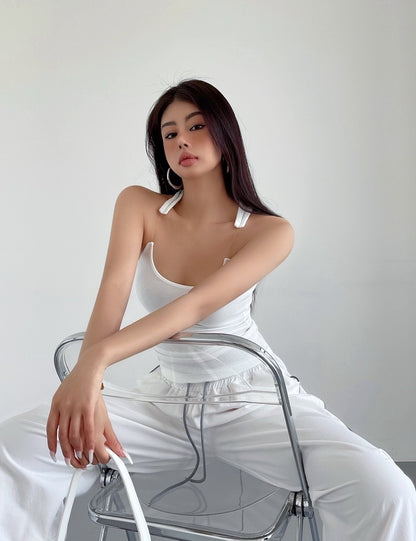 Invisible Strap Padded Tank Top - White