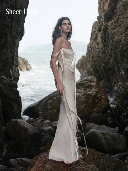 Marlee Strapless Pearl Detail Mermaid Dress