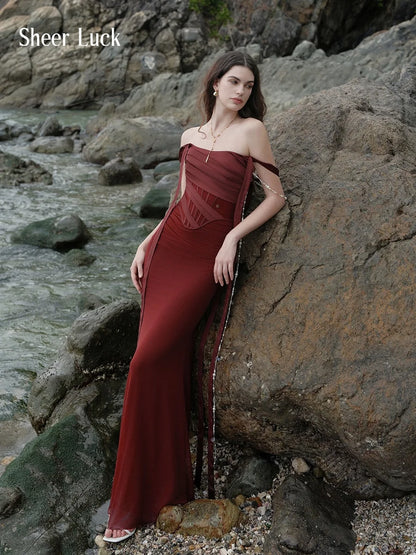 Marlee Strapless Pearl Detail Mermaid Dress