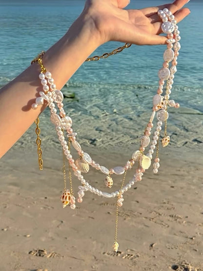 Seashell Pearl Double Waist Chain