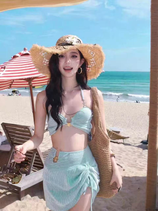 Mint Mambo 3-Piece Halter Bikini Set