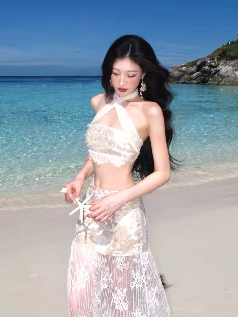 Mermaid Lace Crop Top & Maxi Skirt Set