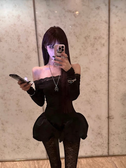 Ciara Lace Off-Shoulder Bubble Hem Playsuit