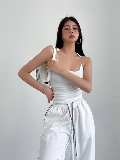 Invisible Strap Padded Tank Top - White