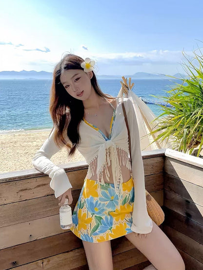 Carpi Bloom Four-Piece Bikini Resort Set