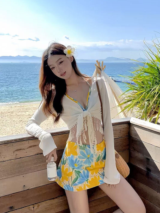 Carpi Bloom Four-Piece Bikini Resort Set