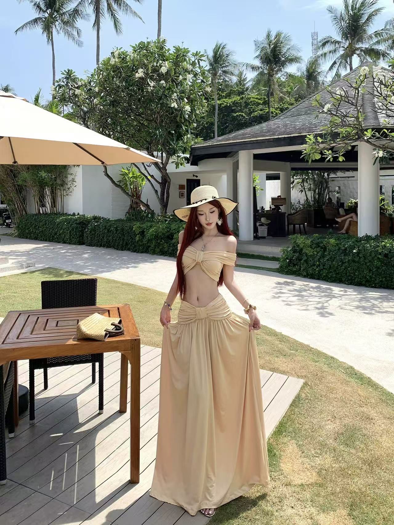 Golden Muse Bandeau 3-Piece Bikini Set