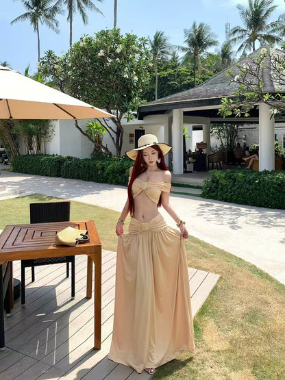 Golden Muse Bandeau 3-Piece Bikini Set