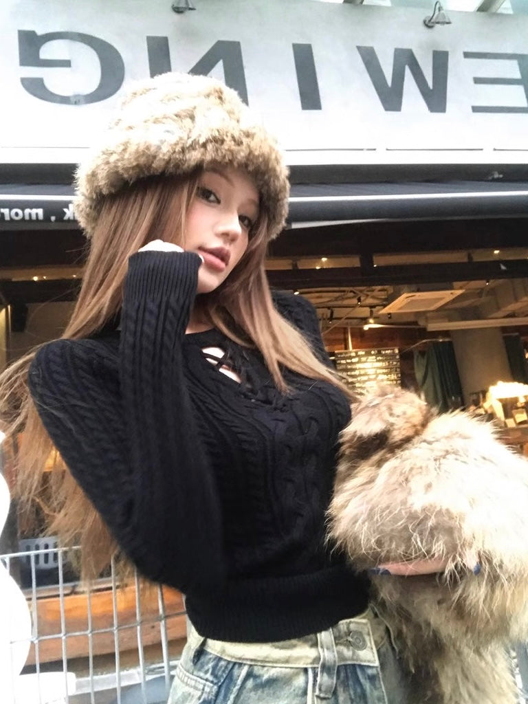 Black Cable Knit Sweater