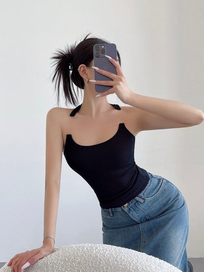 Invisible Strap Padded Tank Top - Black