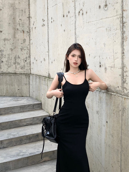 Butterfly Cut Out Maxi Knit Dress - Black