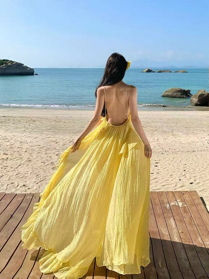 Limoncello Dream Ruffle Maxi Dress