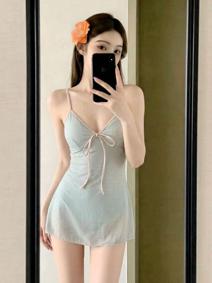 Matcha Plaid One-Piece Swimsuit