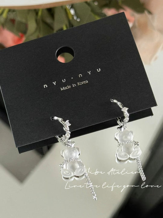 Crystal Teddy Chain Earrings