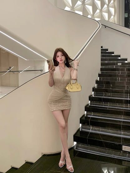 Glittering Champagne Mini Dress