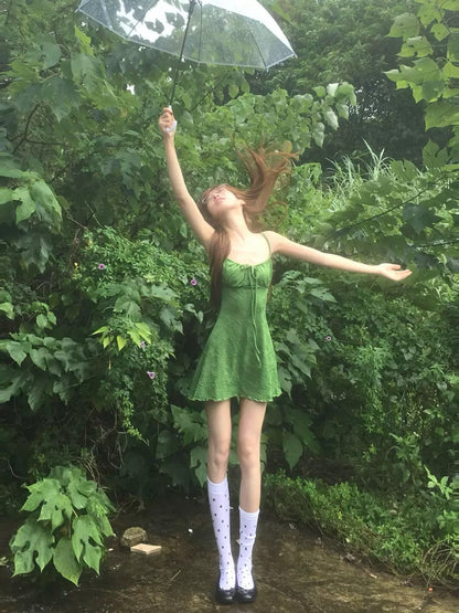 Avocado Green Swim Dress with Shorts