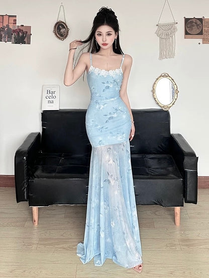 Echos of Moonlace Mesh Maxi Dress