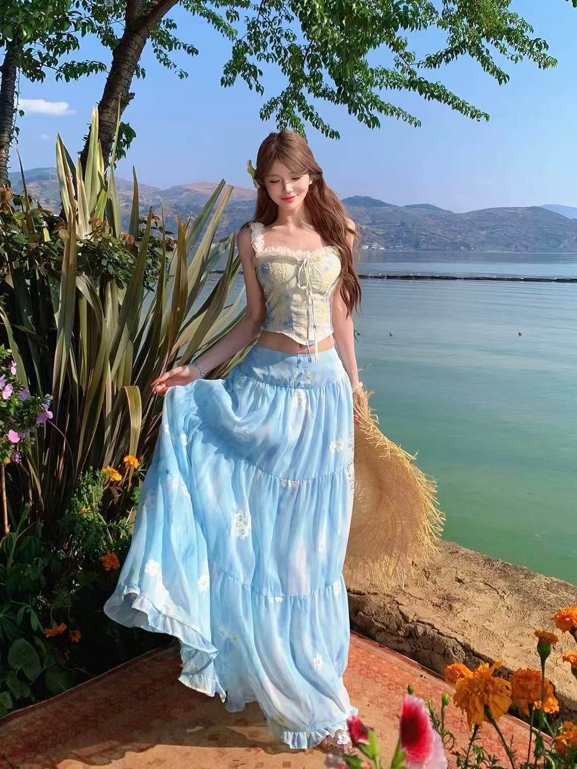 Bluebell Bloom Top & Maxi Skirt Set