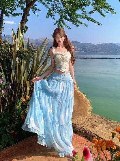 Bluebell Bloom Top & Maxi Skirt Set
