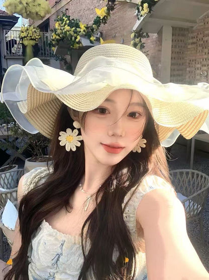 Lace Bow Straw Hat