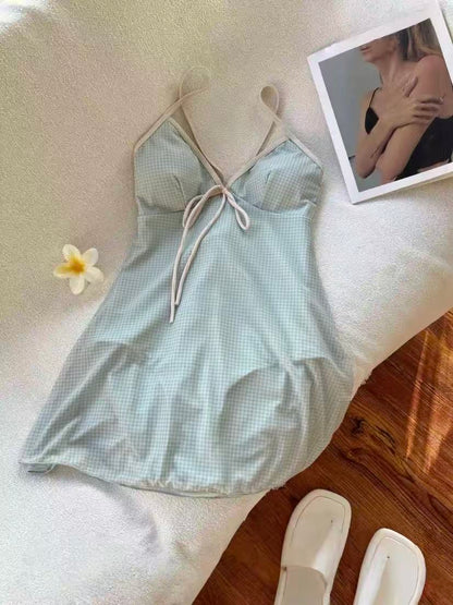 Matcha Plaid One-Piece Swimsuit