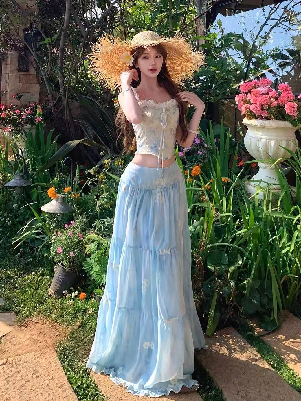 Bluebell Bloom Top & Maxi Skirt Set