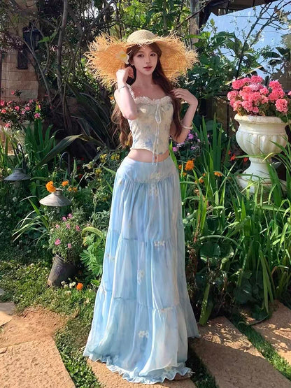 Bluebell Bloom Top & Maxi Skirt Set