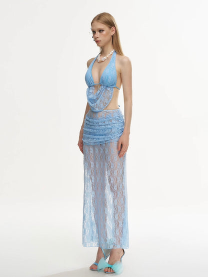 Azure Lace 3-Piece Bikini Resort Set