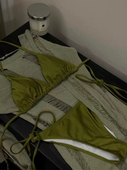 Eucalyptus Dream Bikini Set With Knit Cover