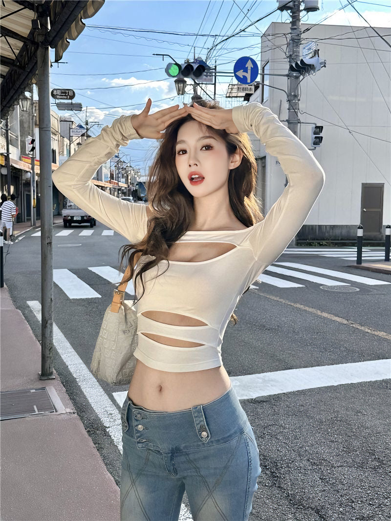 Isla Cut Out Crop Top - White