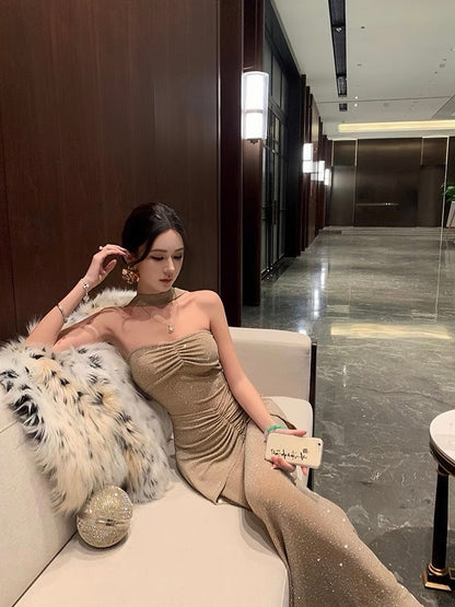 Golden Starlit Maxi Dresd