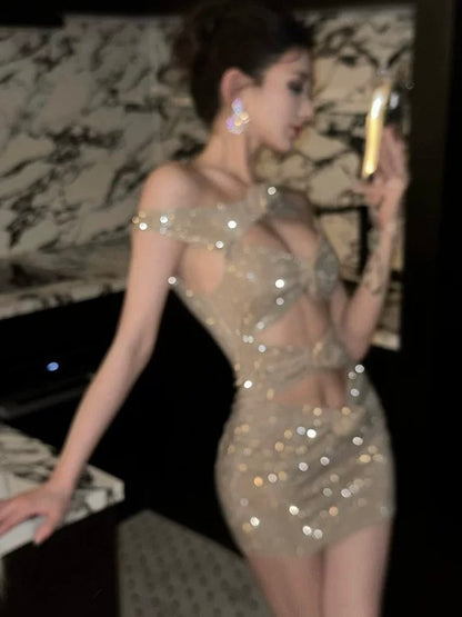 Champagne Sequin Mini Dress