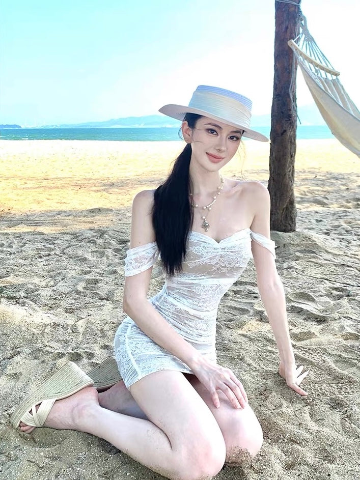 Elara Ivory Lace Mini Dress