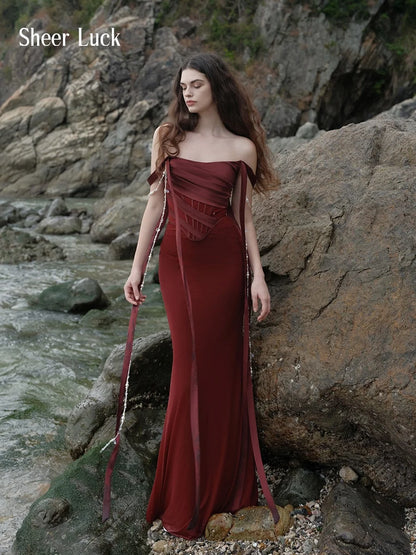 Marlee Strapless Pearl Detail Mermaid Dress