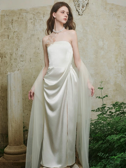 Crow Crew Satin Strapless Ribbon Maxi Dress - PREORDER