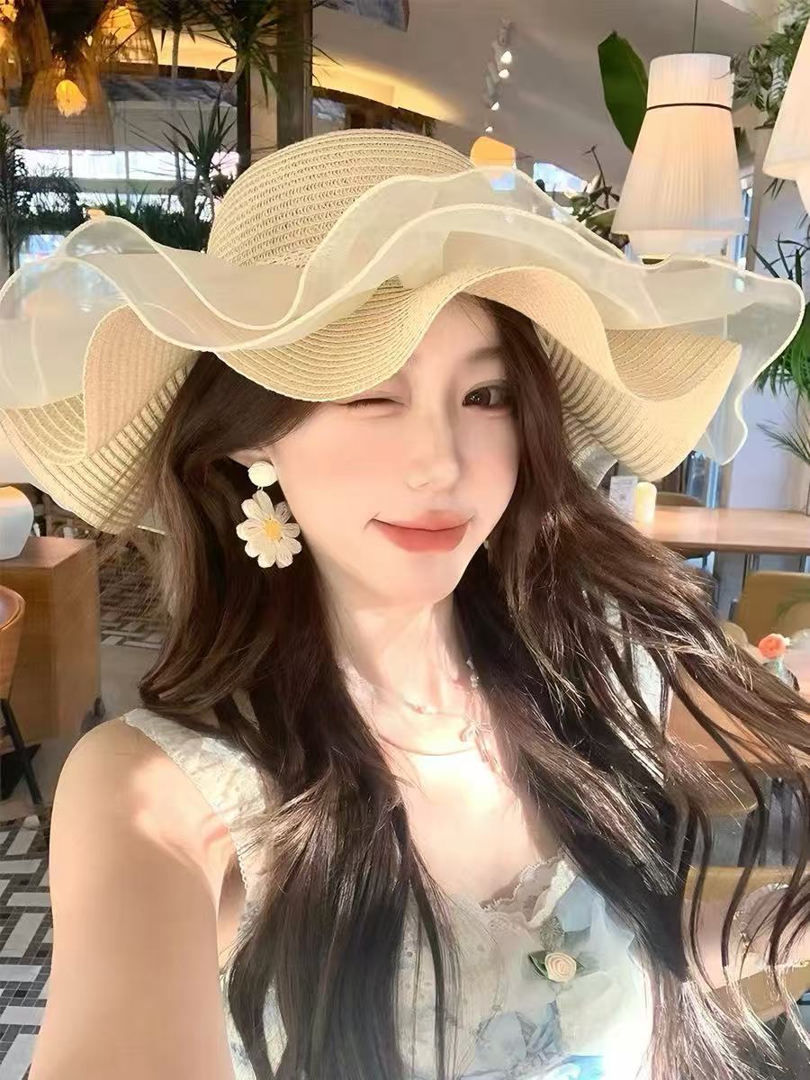Lace Bow Straw Hat