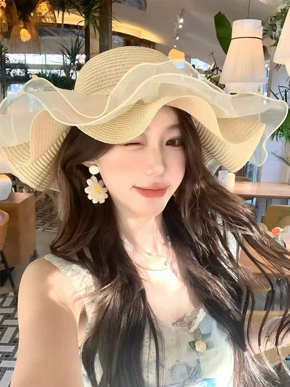 Lace Bow Straw Hat