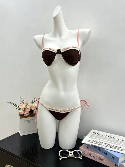 Cocoa Blush Bikini Set with Cover-Up