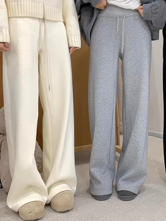 Cozy Fleece-Lined Drawstring Casual Pants