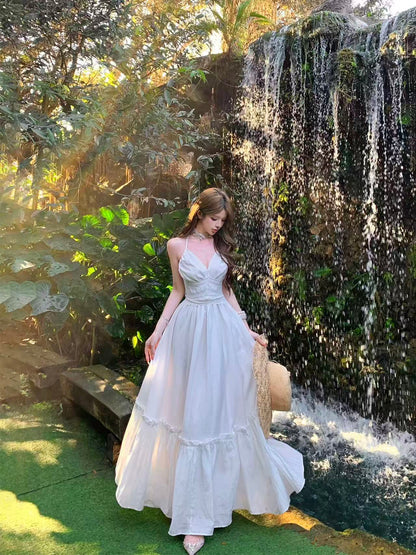 Fairy Lace Backless Maxi Dress