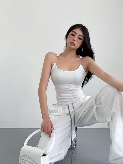 Invisible Strap Padded Tank Top - White