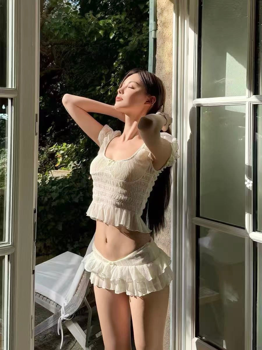 Ivory Daydream Ruffle Swim Set