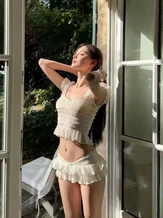 Ivory Daydream Ruffle Swim Set